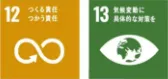 12つくる責任 つかう責任、13気候変動に具体的な対策を